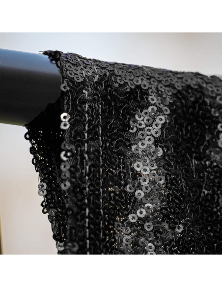 Cortinas de fondo de lentejuelas negras JYFLZQ 0.61 m x 2.44 m 2 paneles