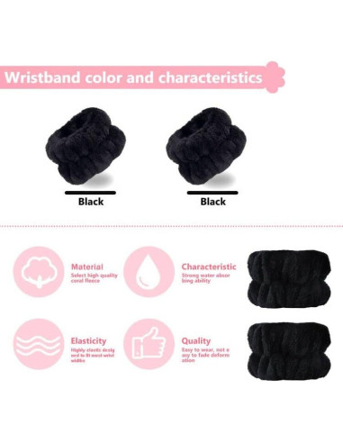 2 Piezas Muñequera Absorbente Taocar para Lavado de Cara