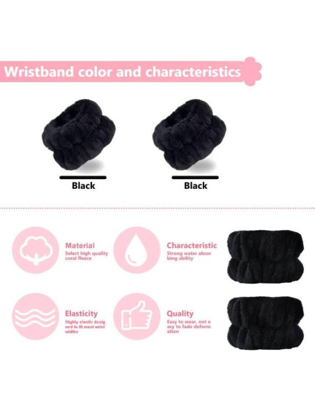 2 Piezas Muñequera Absorbente Taocar para Lavado de Cara