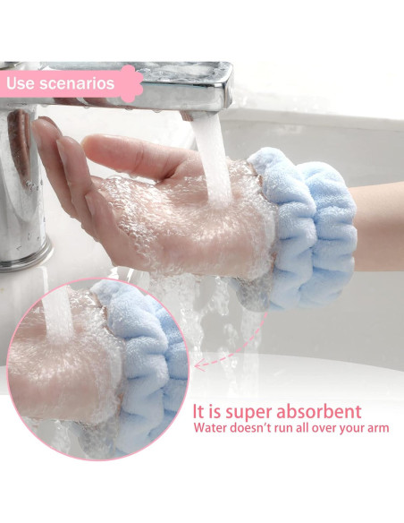 2 Piezas Muñequera Absorbente Taocar para Lavado de Cara