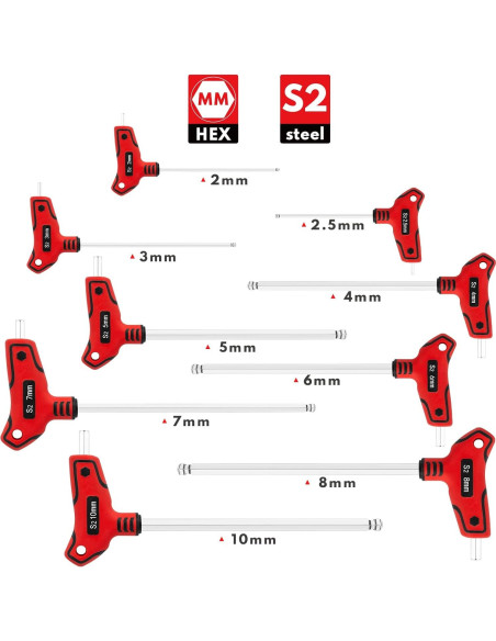 Juego de Llaves Allen T TOMMARS 9 Piezas 2-10 mm Acero S2