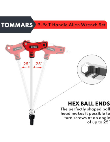 Juego de Llaves Allen T TOMMARS 9 Piezas 2-10 mm Acero S2