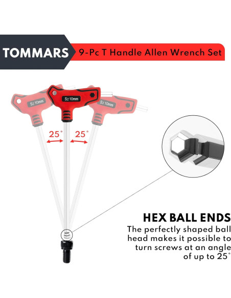 Juego de Llaves Allen T TOMMARS 9 Piezas 2-10 mm Acero S2