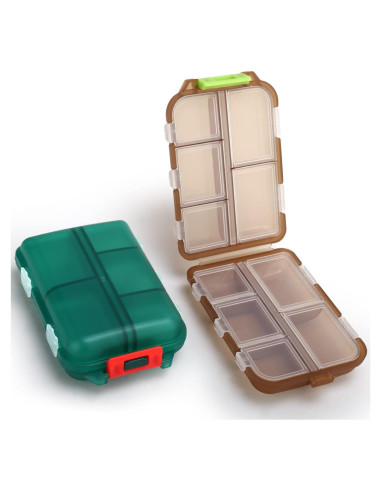 2 Cajas Organizadoras de Pastillas Portátiles Nspring 10 Compartimentos