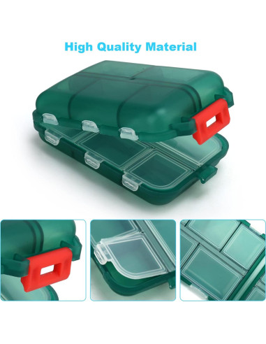 2 Cajas Organizadoras de Pastillas Portátiles Nspring 10 Compartimentos