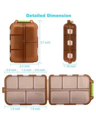 2 Cajas Organizadoras de Pastillas Portátiles Nspring 10 Compartimentos