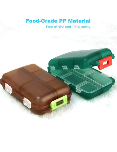 2 Cajas Organizadoras de Pastillas Portátiles Nspring 10 Compartimentos