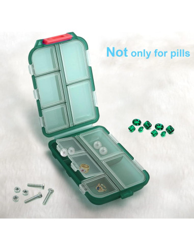 2 Cajas Organizadoras de Pastillas Portátiles Nspring 10 Compartimentos