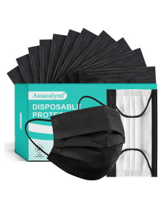 Mascarilla Desechable 4 Capas Assacalynn Negra 50 Piezas