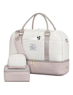 Bolsa de Viaje Duffle Grande Beige para Mujeres 40L con Compartimentos