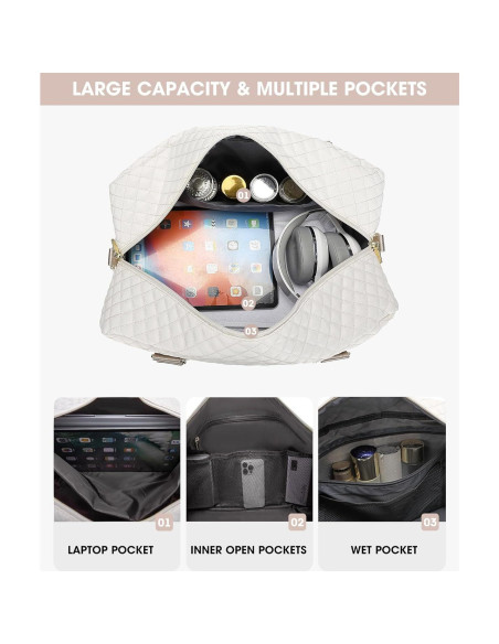 Bolsa de Viaje Duffle Grande Beige para Mujeres 40L con Compartimentos