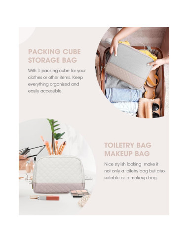 Bolsa de Viaje Duffle Grande Beige para Mujeres 40L con Compartimentos