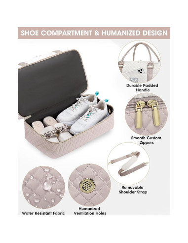 Bolsa de Viaje Duffle Grande Beige para Mujeres 40L con Compartimentos