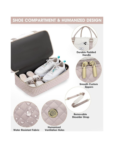 Bolsa de Viaje Duffle Grande Beige para Mujeres 40L con Compartimentos