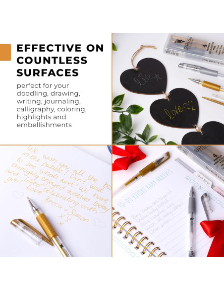 Set de 4 Bolígrafos de Gel Metálicos Brisk Learner 0.6 y 1.0mm