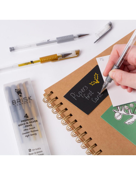 Set de 4 Bolígrafos de Gel Metálicos Brisk Learner 0.6 y 1.0mm