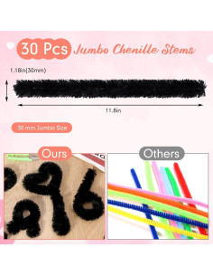 Limpiadores de Tubos Jumbo Hotop 30 Pcs 30mm Negro Manualidades 2