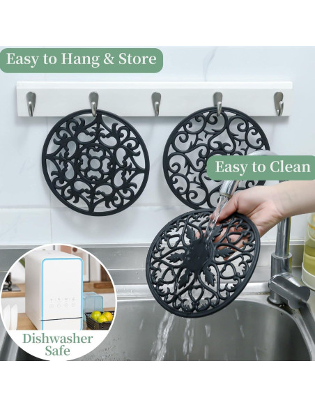 Juego de 3 Manteles de Silicona Redondos SUNMVEHOT Negros