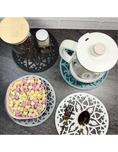 Juego de 3 Manteles de Silicona Redondos SUNMVEHOT Negros