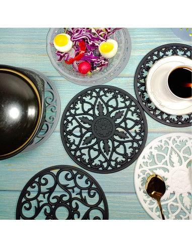 Juego de 3 Manteles de Silicona Redondos SUNMVEHOT Negros