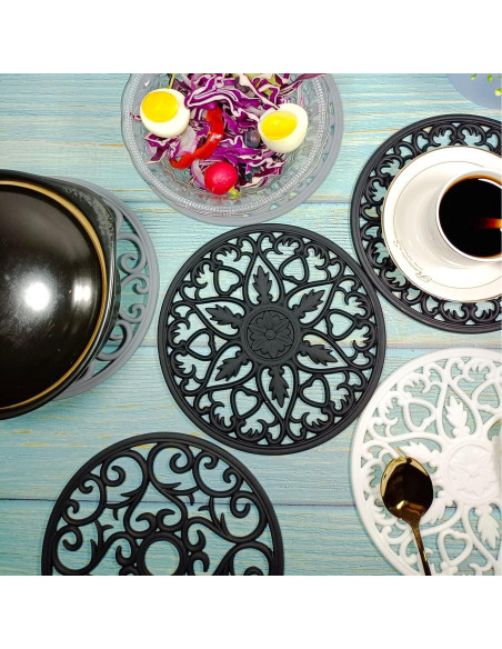 Juego de 3 Manteles de Silicona Redondos SUNMVEHOT Negros