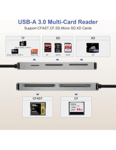 Lector de Tarjetas 5 en 1 Yeemie Pro USB-A 3.0 CFast XD SD TF 2