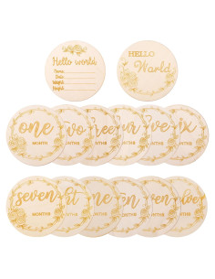 14 Tarjetas Mensuales para Bebés de Madera - Prop de Foto