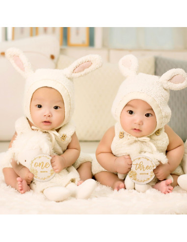 14 Tarjetas Mensuales para Bebés de Madera - Prop de Foto