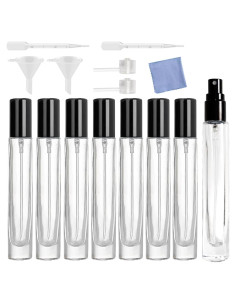 8 Botellas de Spray de Vidrio AGENIZ 10ml Recargables Negro