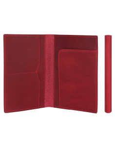 Portafolio de Pasaporte Albatross Star Vista Cuero Rojo