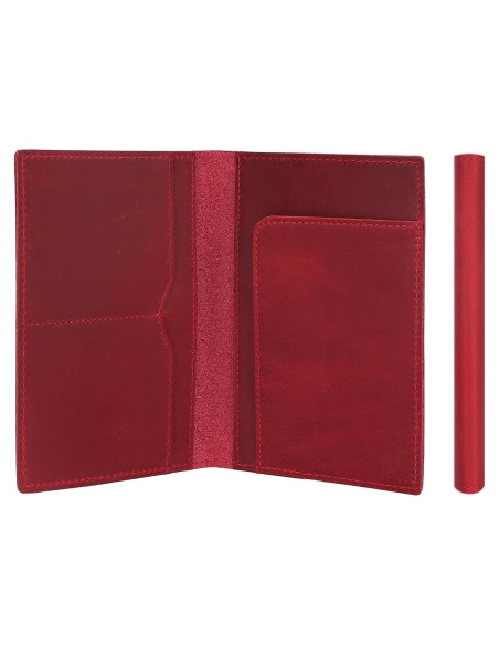 Portafolio de Pasaporte Albatross Star Vista Cuero Rojo