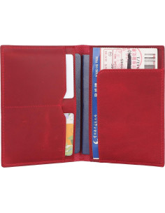 Portafolio de Pasaporte Albatross Star Vista Cuero Rojo 2