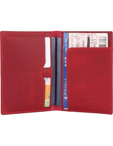 Portafolio de Pasaporte Albatross Star Vista Cuero Rojo