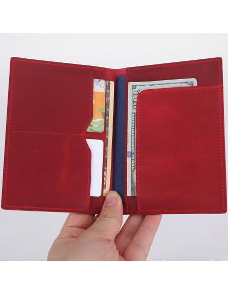 Portafolio de Pasaporte Albatross Star Vista Cuero Rojo