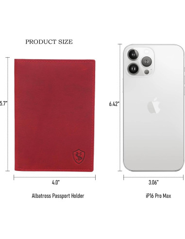 Portafolio de Pasaporte Albatross Star Vista Cuero Rojo