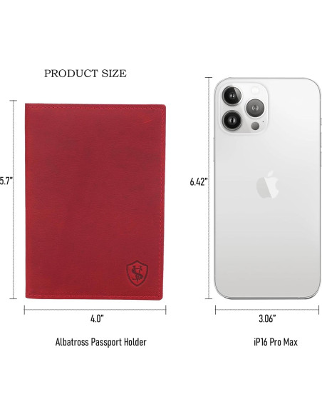 Portafolio de Pasaporte Albatross Star Vista Cuero Rojo