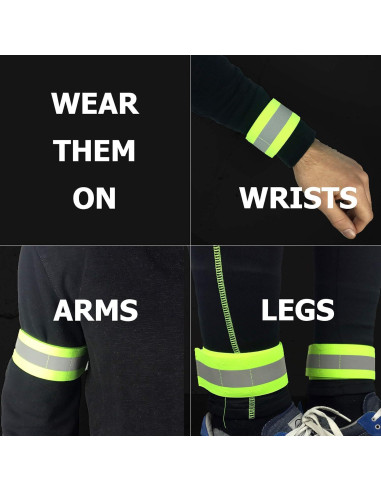 Bandas Reflectantes HiVisible - 10 Unidades para Correr y Caminar