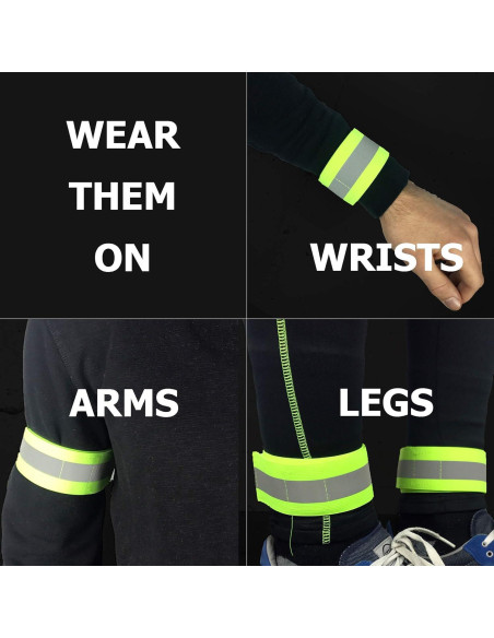 Bandas Reflectantes HiVisible - 10 Unidades para Correr y Caminar