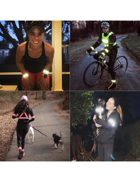 Bandas Reflectantes HiVisible - 10 Unidades para Correr y Caminar