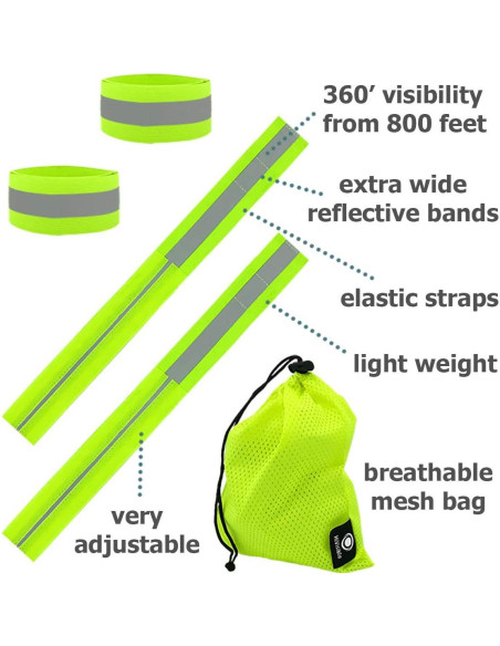 Bandas Reflectantes HiVisible - 10 Unidades para Correr y Caminar