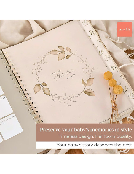 Libro de Recuerdos para Bebés Peachly Oliva - 60 Páginas
