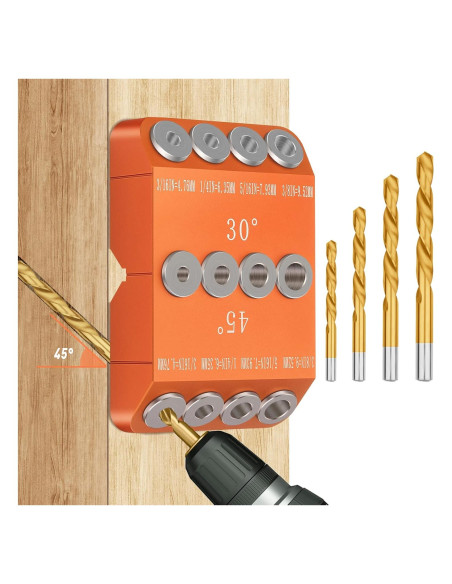 Guía de Taladro Angulada Neitra con 4 Brocas - 30/45/90 Grados