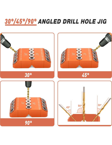 Guía de Taladro Angulada Neitra con 4 Brocas - 30/45/90 Grados