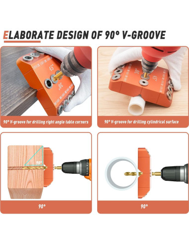 Guía de Taladro Angulada Neitra con 4 Brocas - 30/45/90 Grados