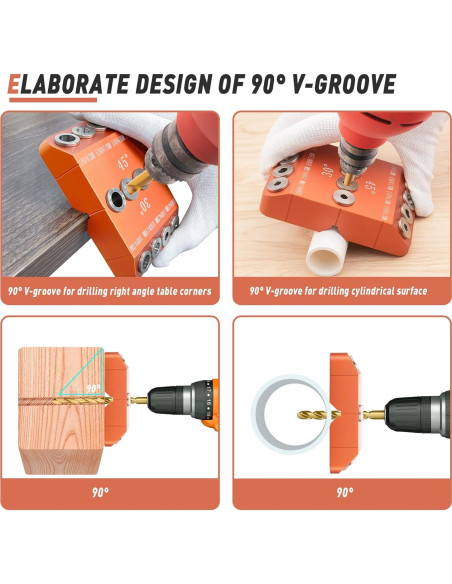 Guía de Taladro Angulada Neitra con 4 Brocas - 30/45/90 Grados