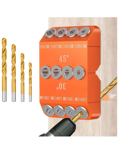 Guía de Taladro Angulada Neitra con 4 Brocas - 30/45/90 Grados