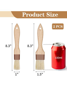 Set de 2 Brochas de Pastelería MOWPOG - Cerda Natural 2.54 y 3.81 cm 2