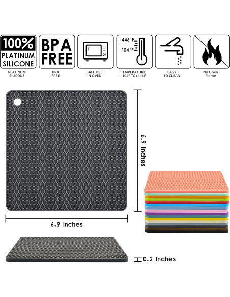 Tapete de Silicona Smithcraft 4 Piezas 19x19 cm Gris