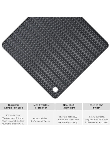 Tapete de Silicona Smithcraft 4 Piezas 19x19 cm Gris