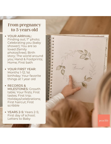 Libro de Recuerdos para Bebés Peachly Oliva - 60 Páginas